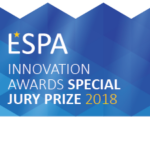 ESPA Innovation Awards 2018 Special Jury Prize logo on blue background.