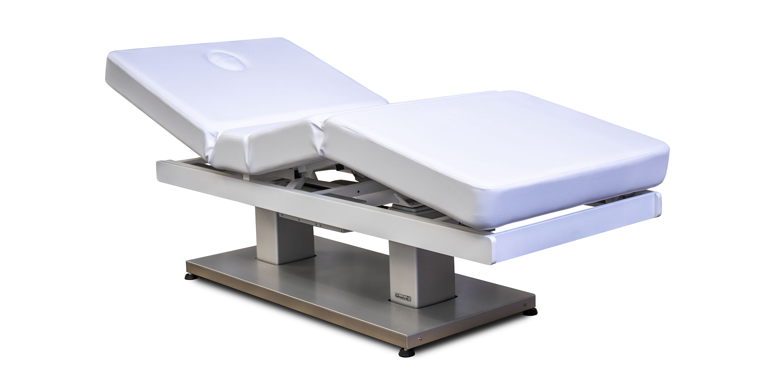 Gharieni premium treatment table, ergonomic spa equipment, luxury wellness design.