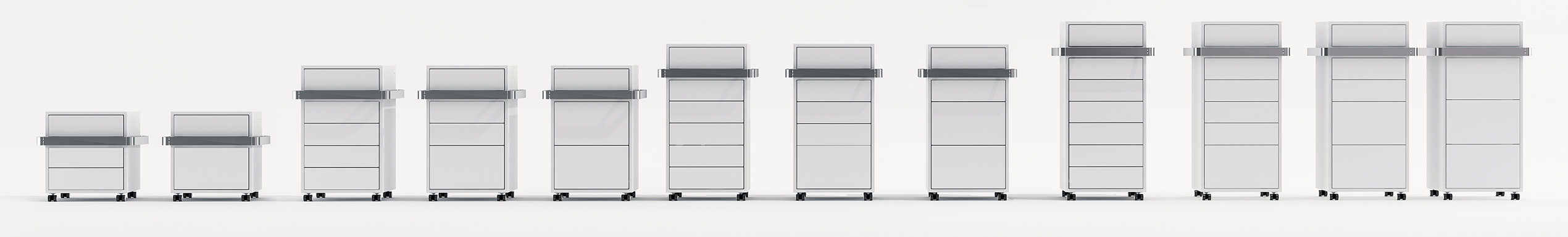 Gharieni spa equipment cabinets in various sizes, sleek design, premium quality.