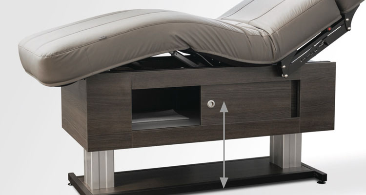 Luxurious Gharieni treatment table with adjustable features and sleek design.