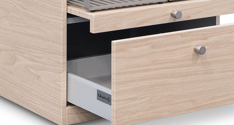 Gharieni luxury spa equipment with sleek wooden finish and modern drawer design.