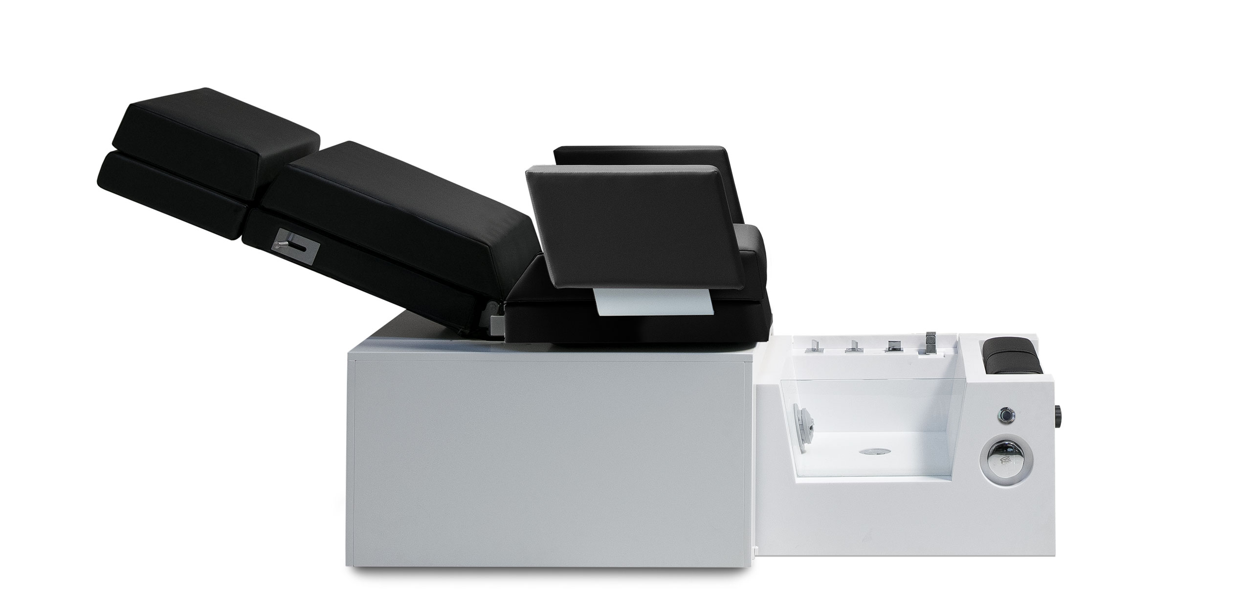 Premium Gharieni spa treatment table with ergonomic design and sleek black cushioning.