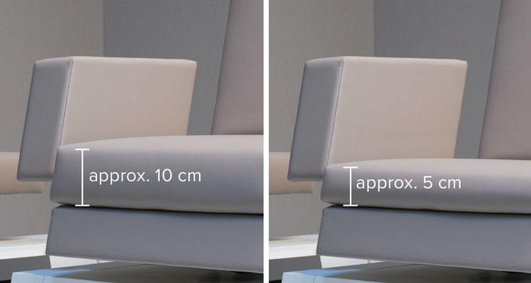 Gharieni spa table armrests, adjustable height feature, premium design.