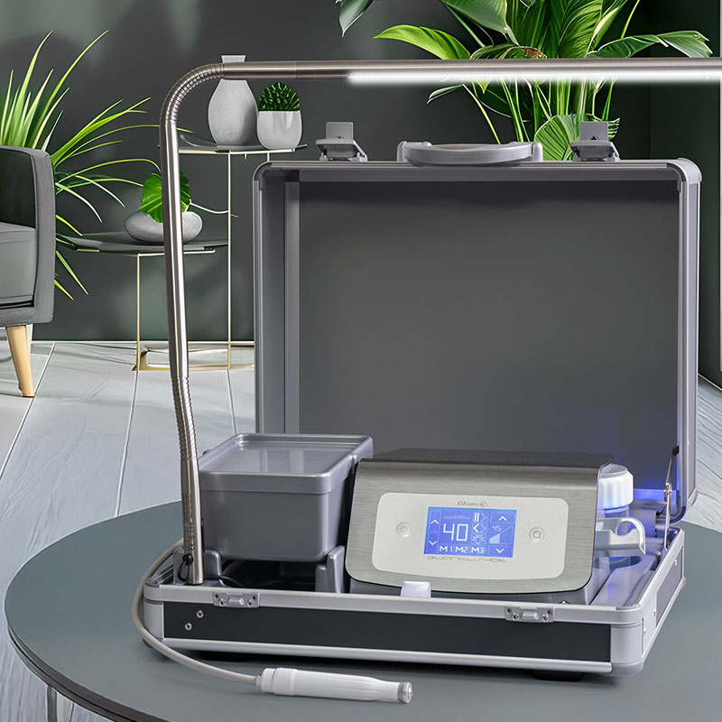 Gharieni premium spa equipment with digital controls in a modern treatment room.