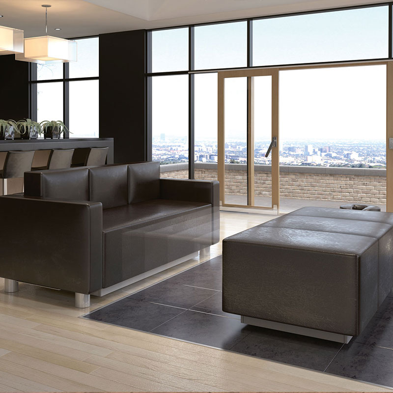Luxurious spa room with premium treatment tables, elegant design, panoramic city view.