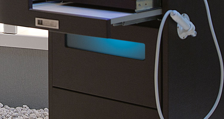 Gharieni premium spa equipment with sleek design and illuminated features.