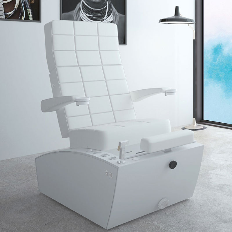 Luxury Gharieni spa treatment table in minimalist modern room design.