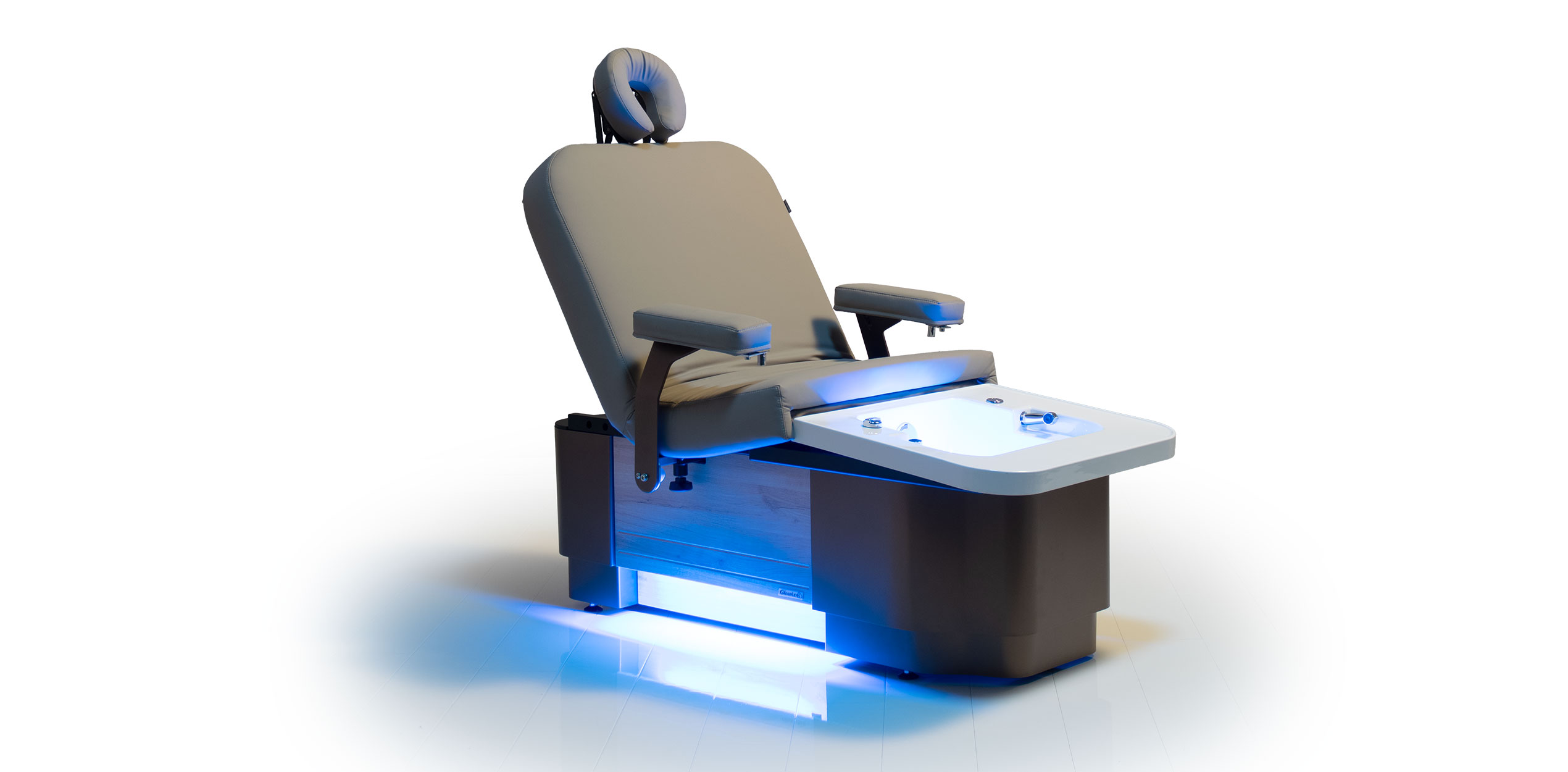 Gharieni premium spa treatment table with modern design and LED lighting.
