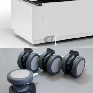 "Luxury spa table with smooth-rolling wheels, Gharieni premium equipment."