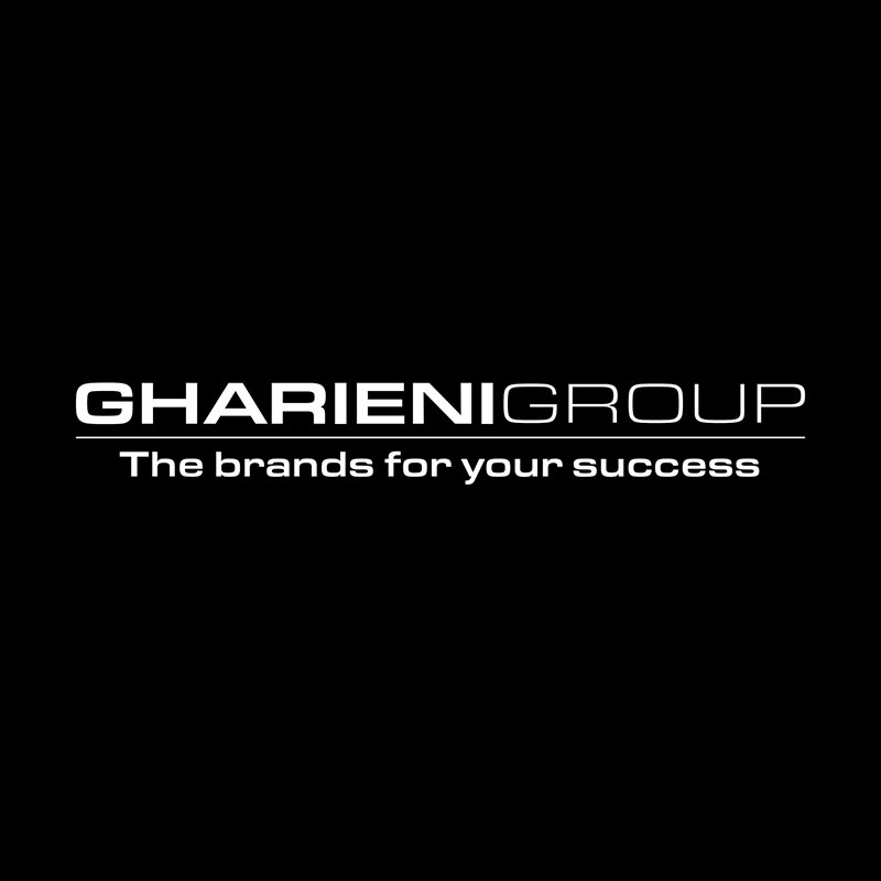 Gharieni Group logo with tagline "The brands for your success" on black background.