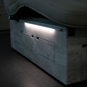 Luxurious Gharieni spa treatment table with modern design and LED lighting.