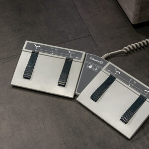 Gharieni premium spa equipment foot pedals for adjustable treatment tables.