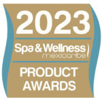 I'm unable to analyze the image directly, but based on your description, here's a suggested alt-text:

"2023 Spa & Wellness Product Award for Premium Gharieni Spa Equipment."